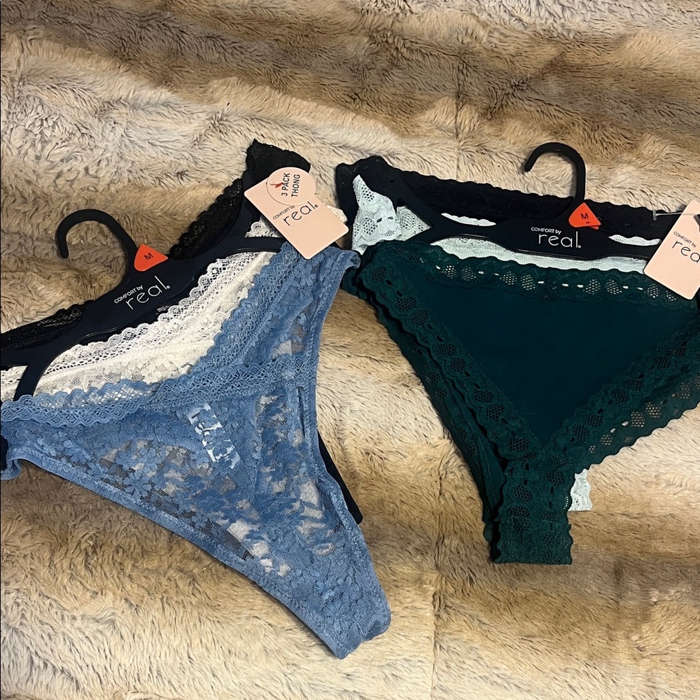 NWT Lace Trim/lace thongs bundle -2 packs of 3